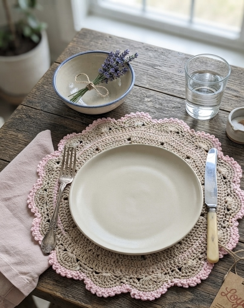 The Blush Echo Hand-Crocheted Placemat