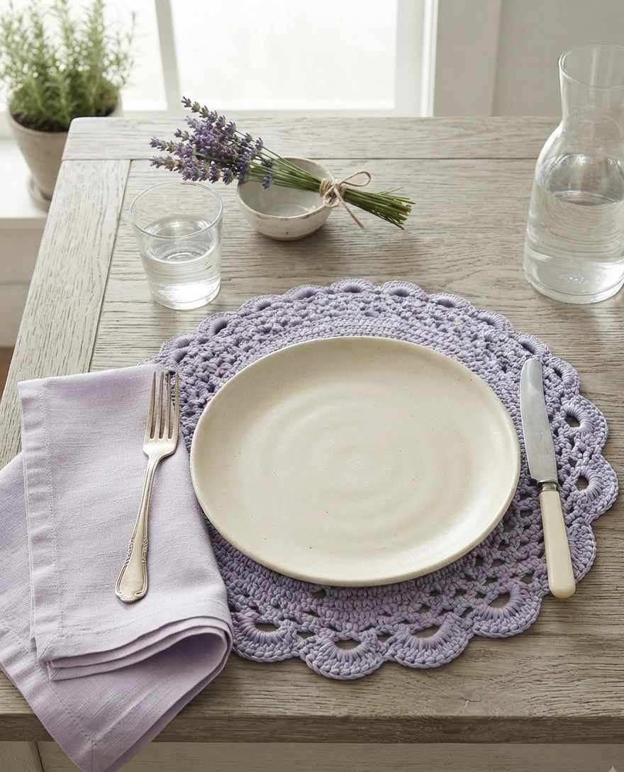 The Lavender Mist Hand-Crocheted Placemat