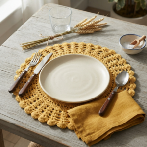 The Golden Sunburst Hand-Crocheted Placemat