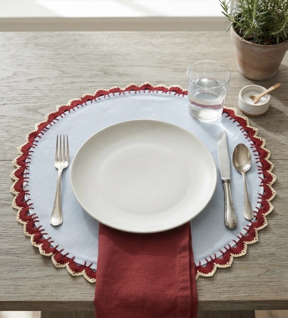 The Azure Crimson Round Placemat