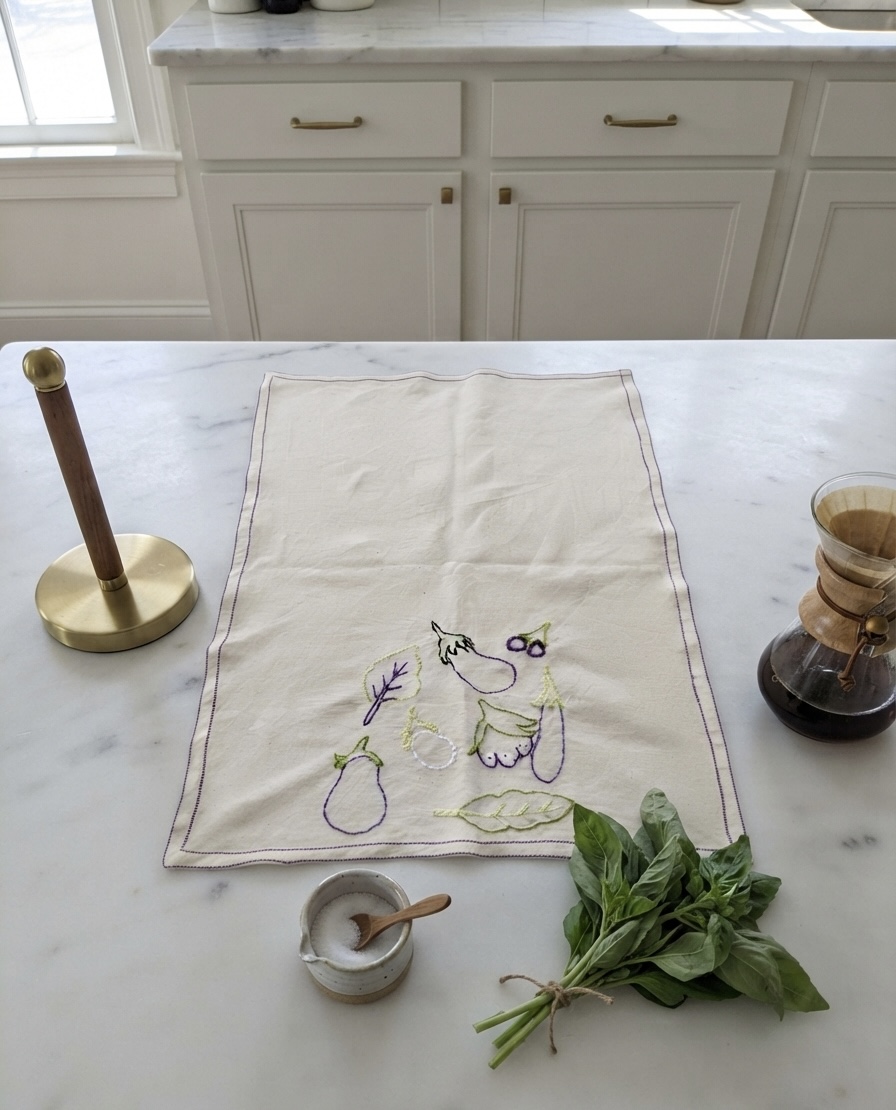 The Aubergine Harvest Tea Towel