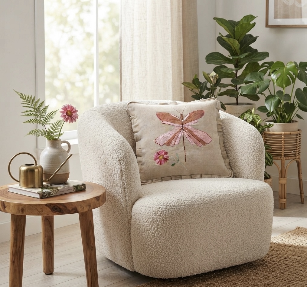 The Winged Blossom Cushion Cover